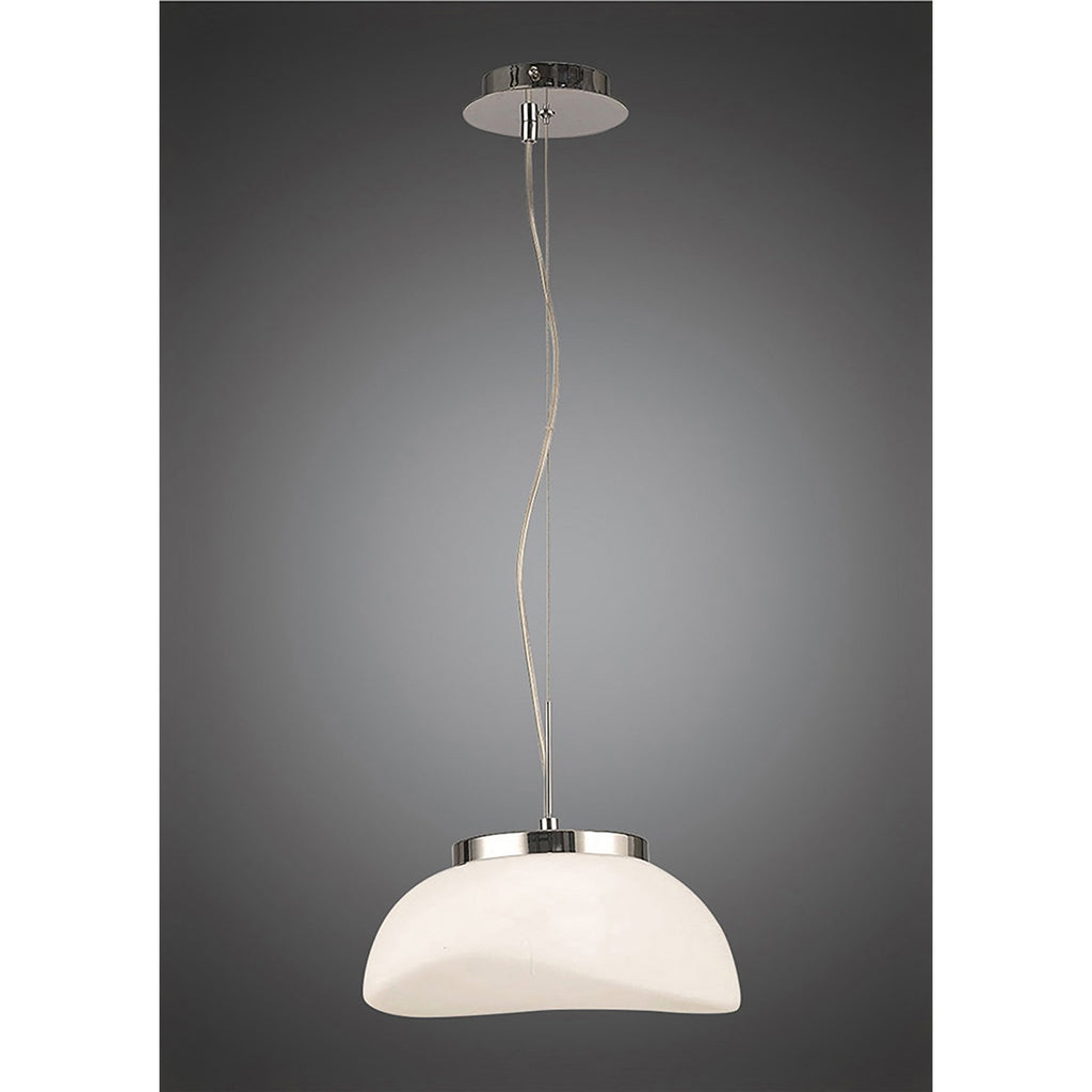 M4893 Opal Pendant 1 Light E27 Polished Chrome/Frosted White Glass