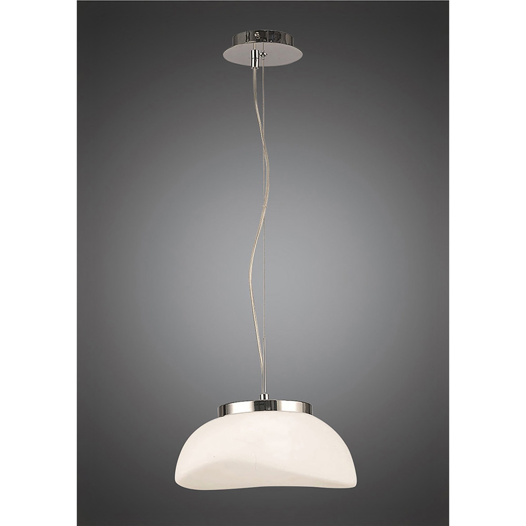 M4893 Opal Pendant 1 Light E27 Polished Chrome/Frosted White Glass