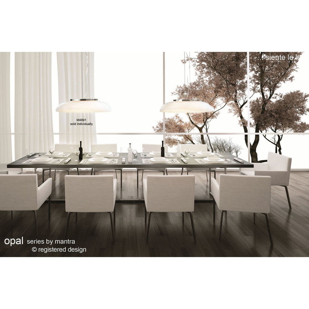M4893 Opal Pendant 1 Light E27 Polished Chrome/Frosted White Glass