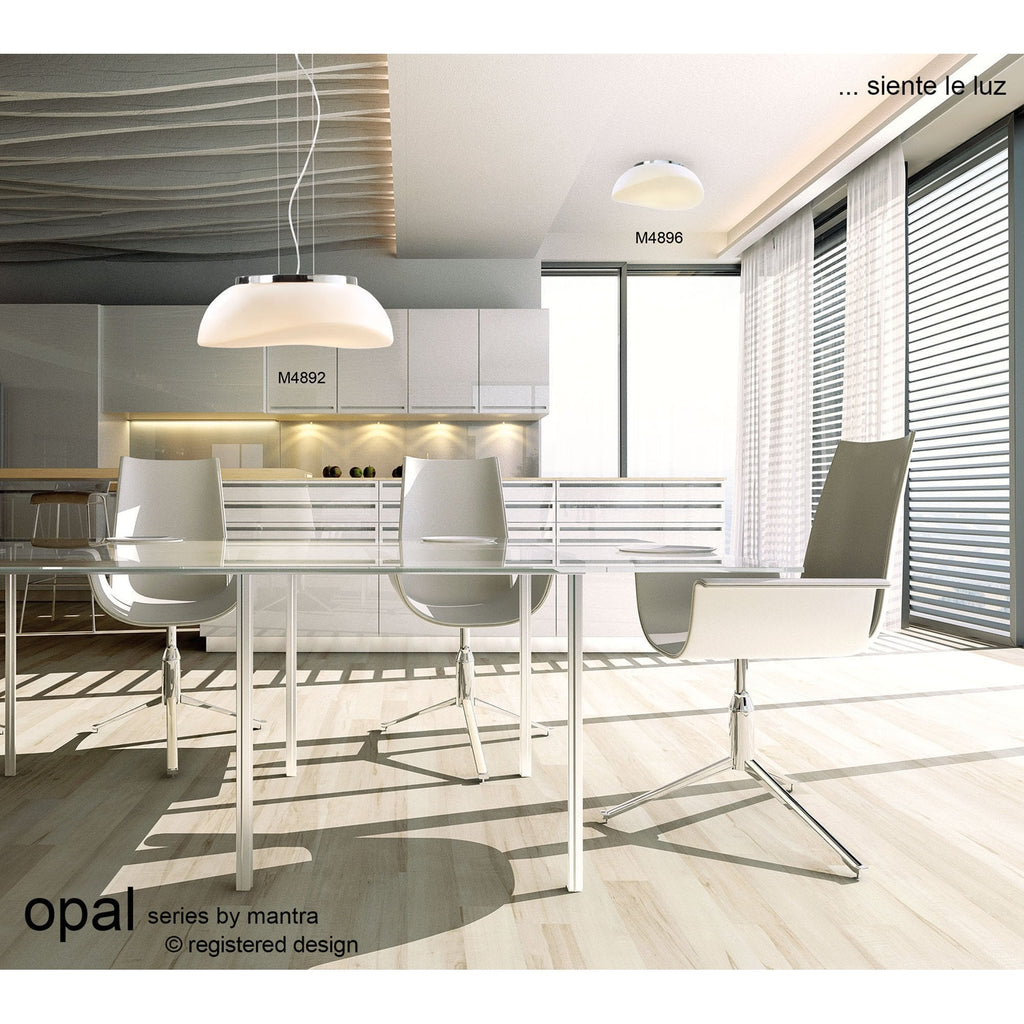 M4898 Opal Table Lamp 1 Light E27 White Base/Frosted White Glass