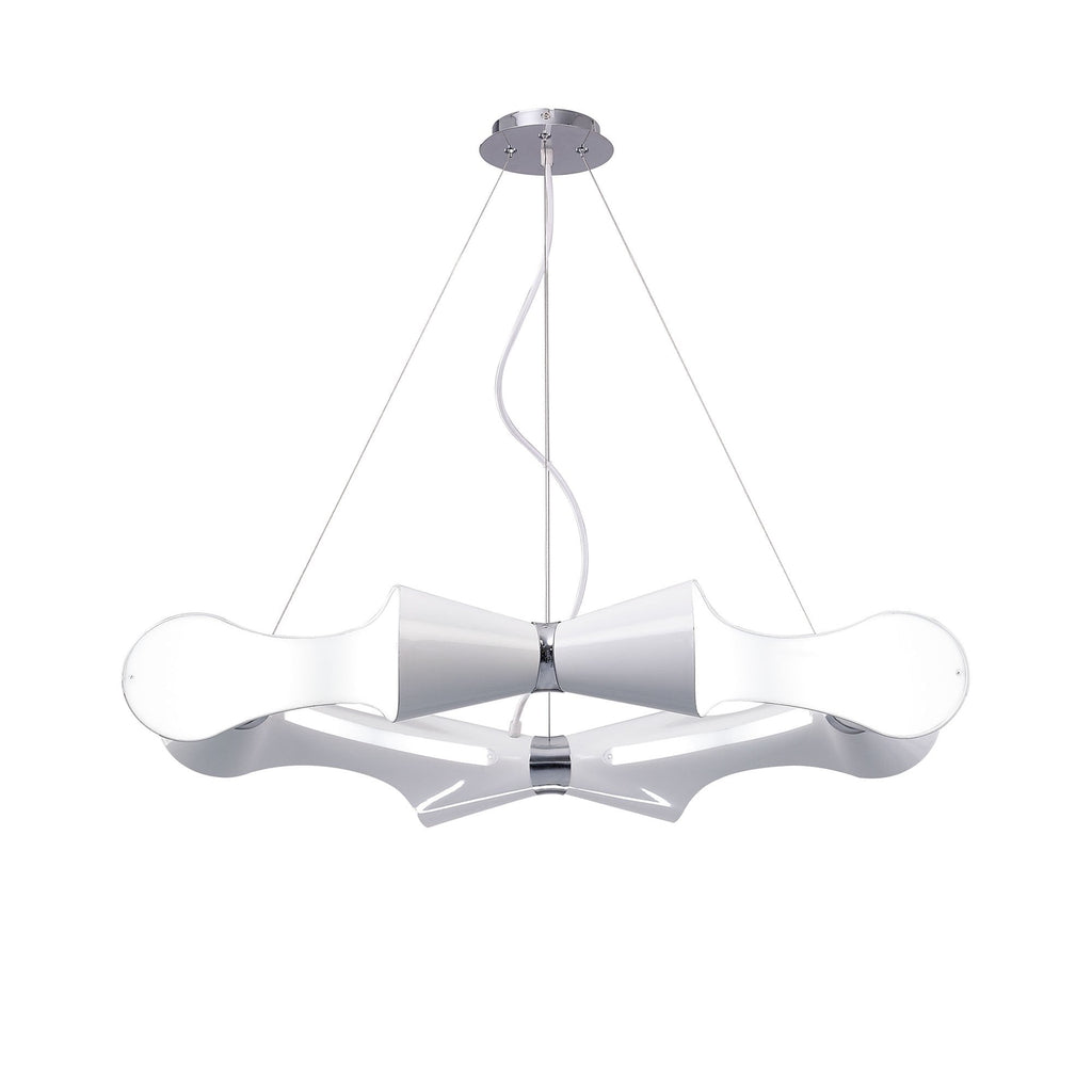 M1541 Ora Pendant 8 Flat Round Light E27 Gloss White/White Acrylic/Polished Chrome