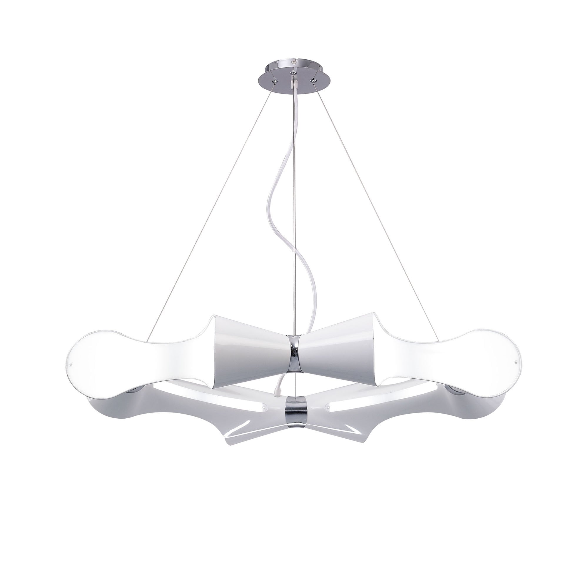 M1541 Ora Pendant 8 Flat Round Light E27 Gloss White/White Acrylic/Polished Chrome