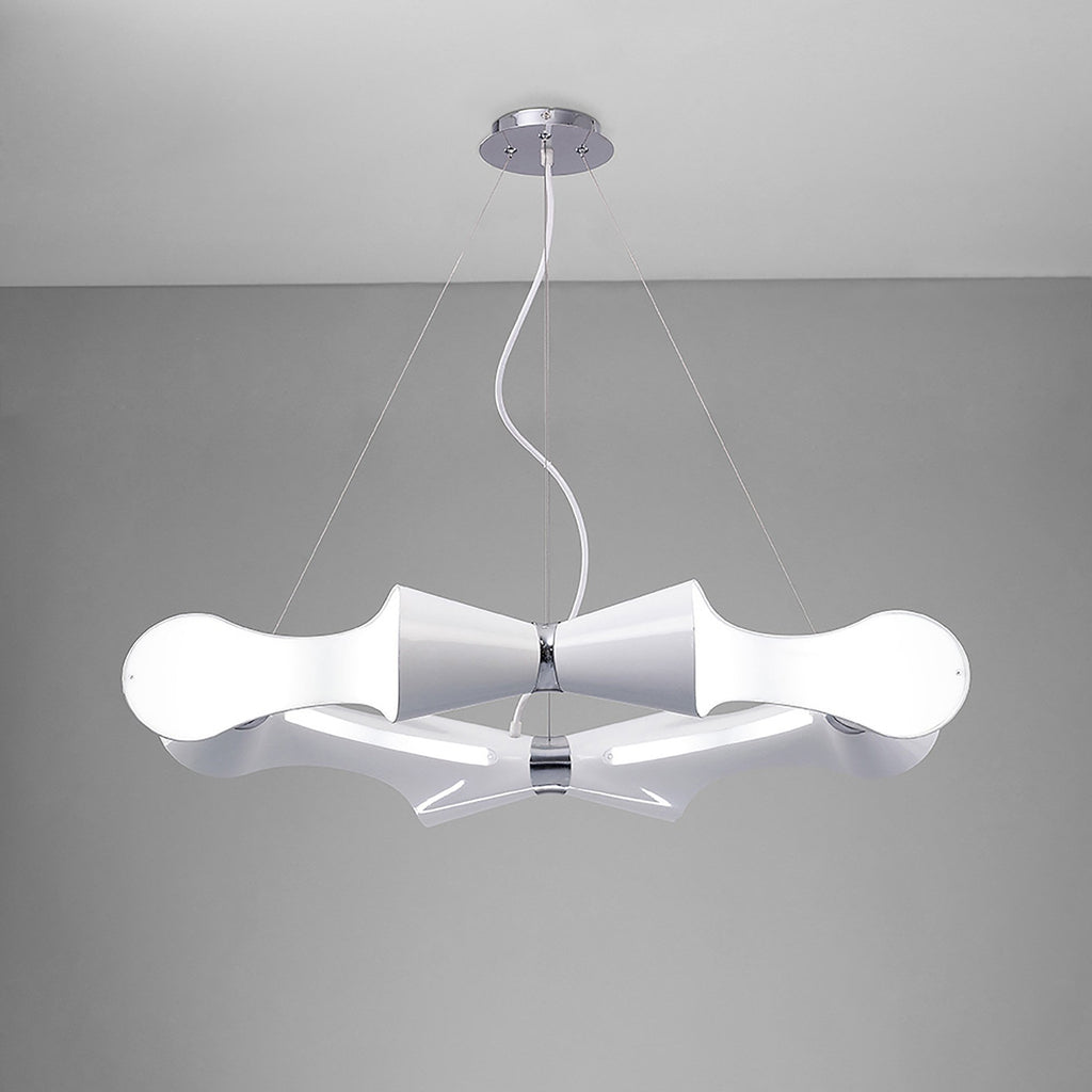 M1541 Ora Pendant 8 Flat Round Light E27 Gloss White/White Acrylic/Polished Chrome