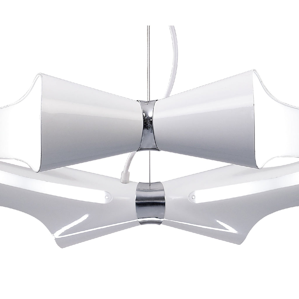 M1541 Ora Pendant 8 Flat Round Light E27 Gloss White/White Acrylic/Polished Chrome
