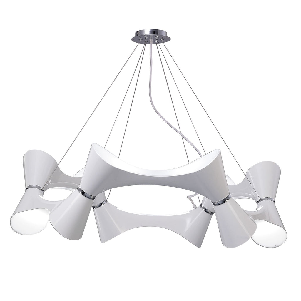 M1543 Ora Pendant 12 Twisted Round Light E27 Gloss White/White Acrylic/Polished Chrome