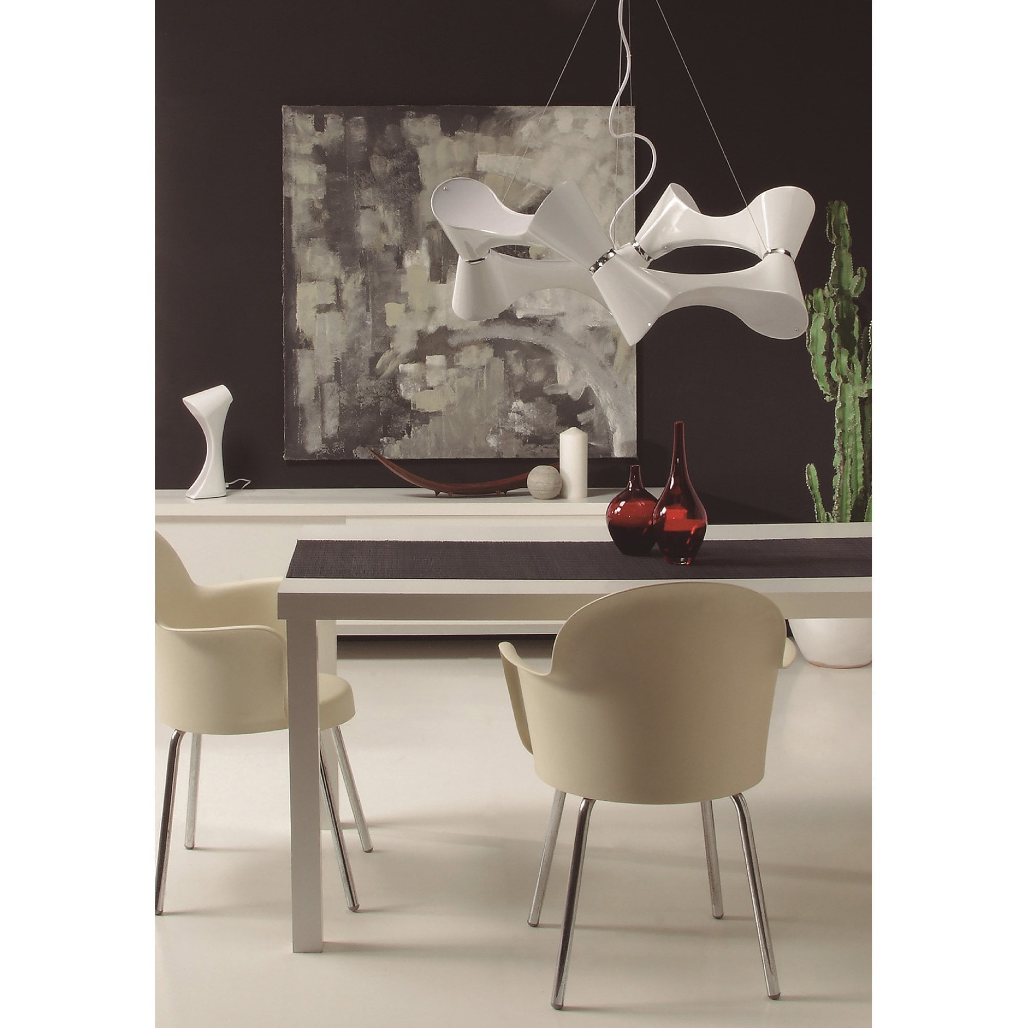 M1543 Ora Pendant 12 Twisted Round Light E27 Gloss White/White Acrylic/Polished Chrome