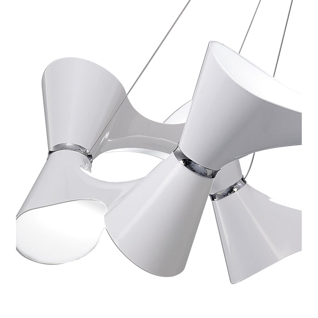 M1543 Ora Pendant 12 Twisted Round Light E27 Gloss White/White Acrylic/Polished Chrome