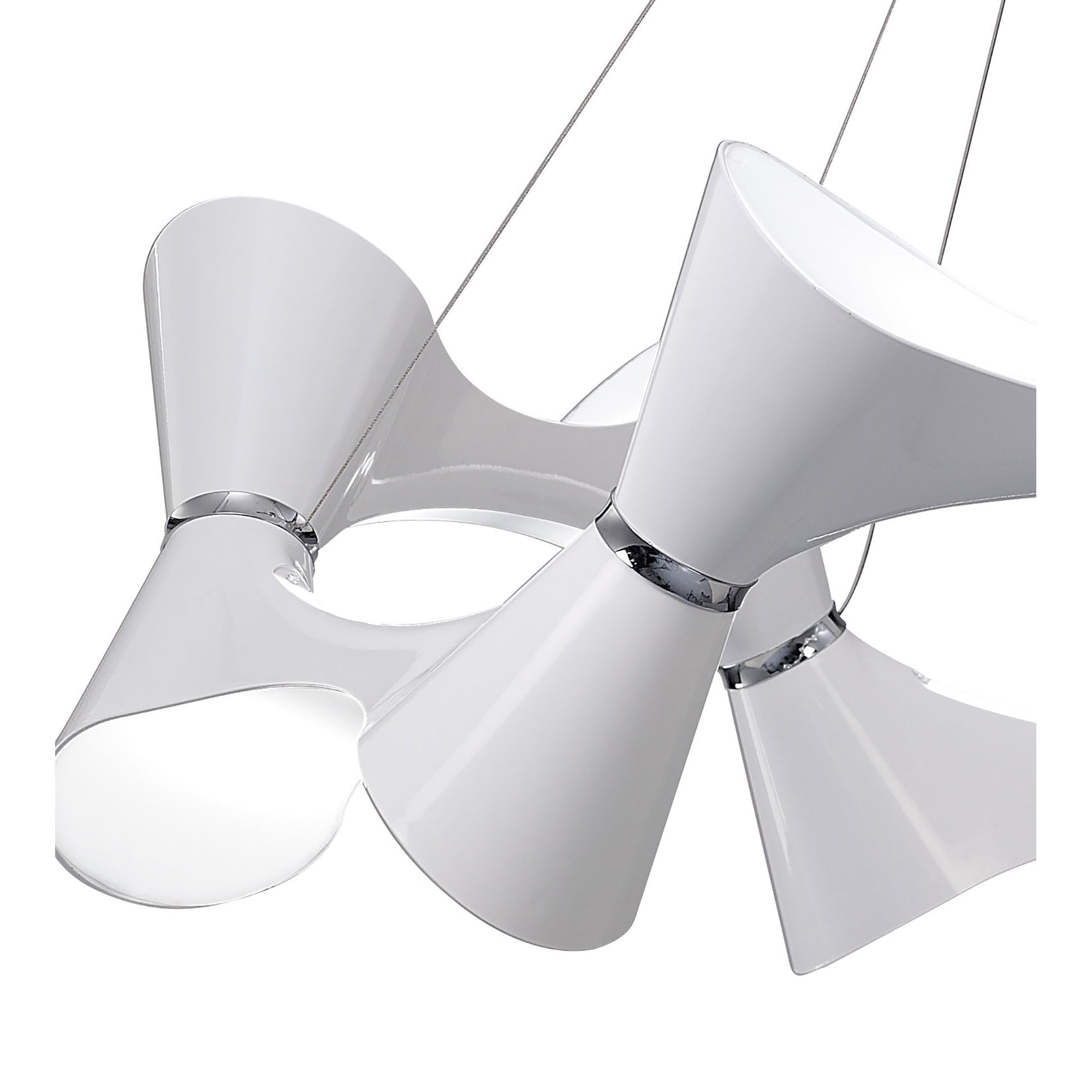 M1543 Ora Pendant 12 Twisted Round Light E27 Gloss White/White Acrylic/Polished Chrome