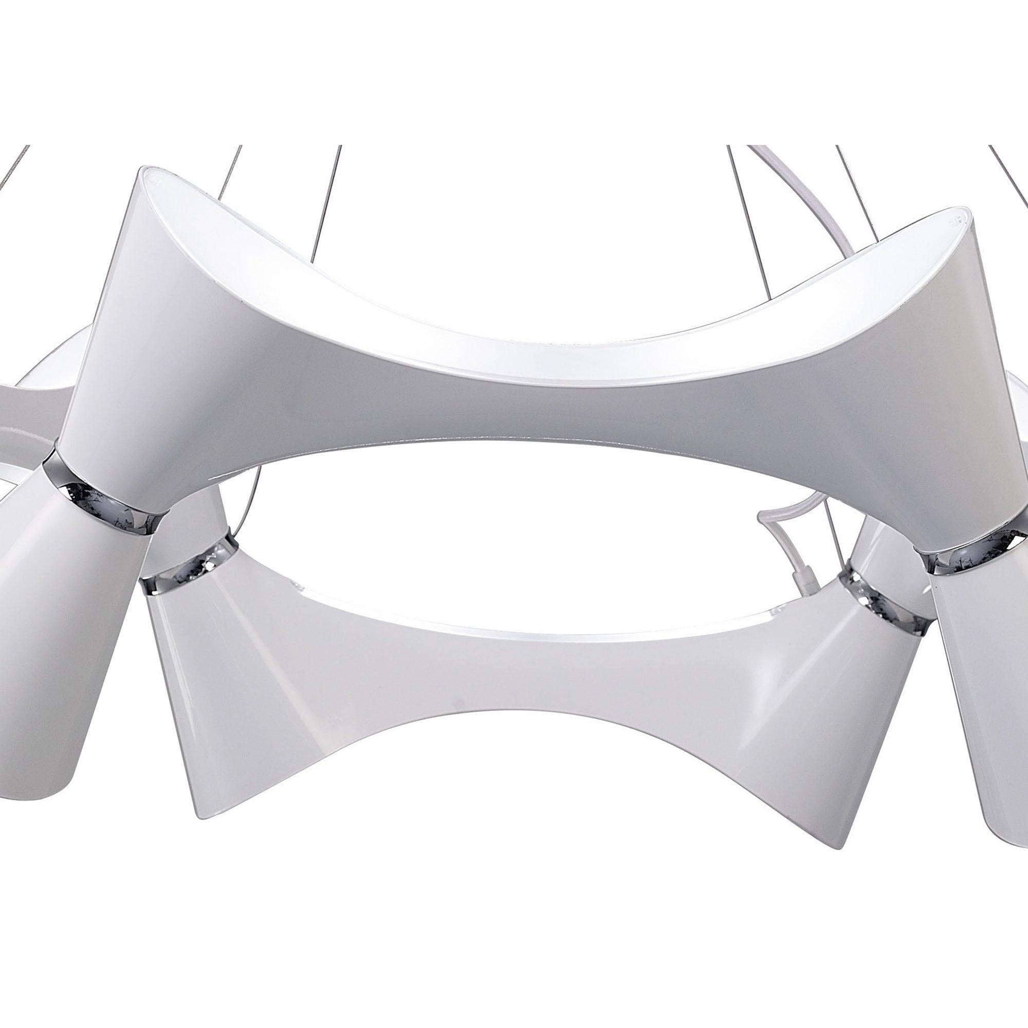 M1543 Ora Pendant 12 Twisted Round Light E27 Gloss White/White Acrylic/Polished Chrome