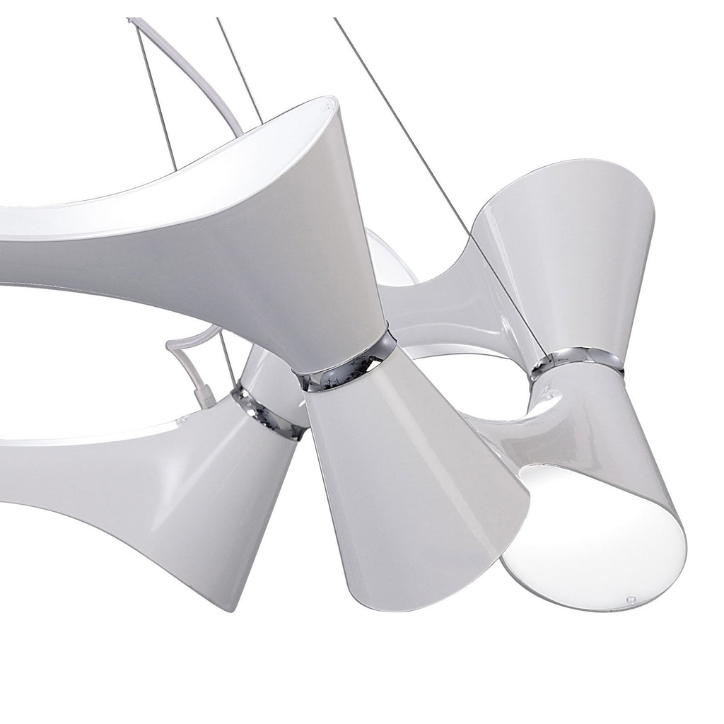 M1543 Ora Pendant 12 Twisted Round Light E27 Gloss White/White Acrylic/Polished Chrome
