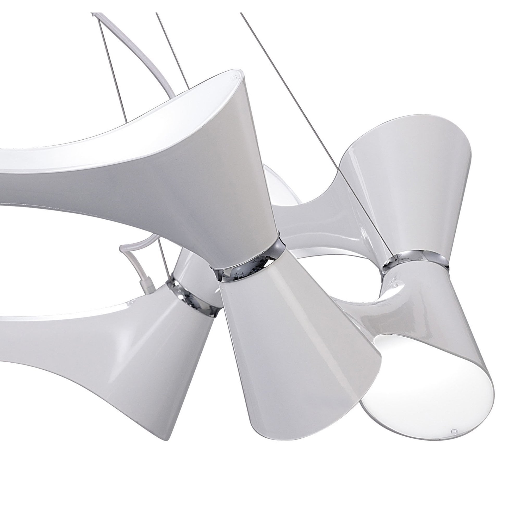 M1543 Ora Pendant 12 Twisted Round Light E27 Gloss White/White Acrylic/Polished Chrome