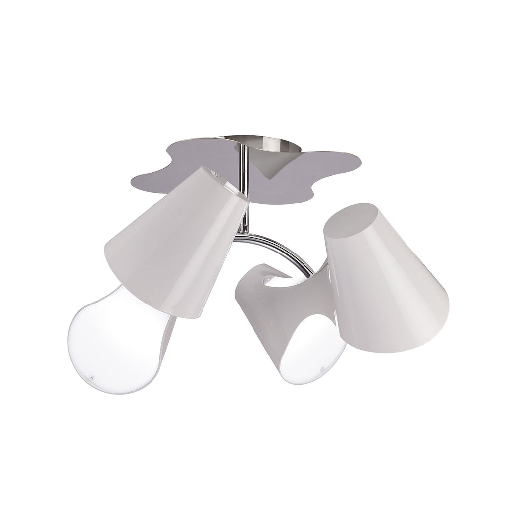 M1545 Ora Ceiling 2 Arm 4 Light E27 Gloss White/White Acrylic/Polished Chrome