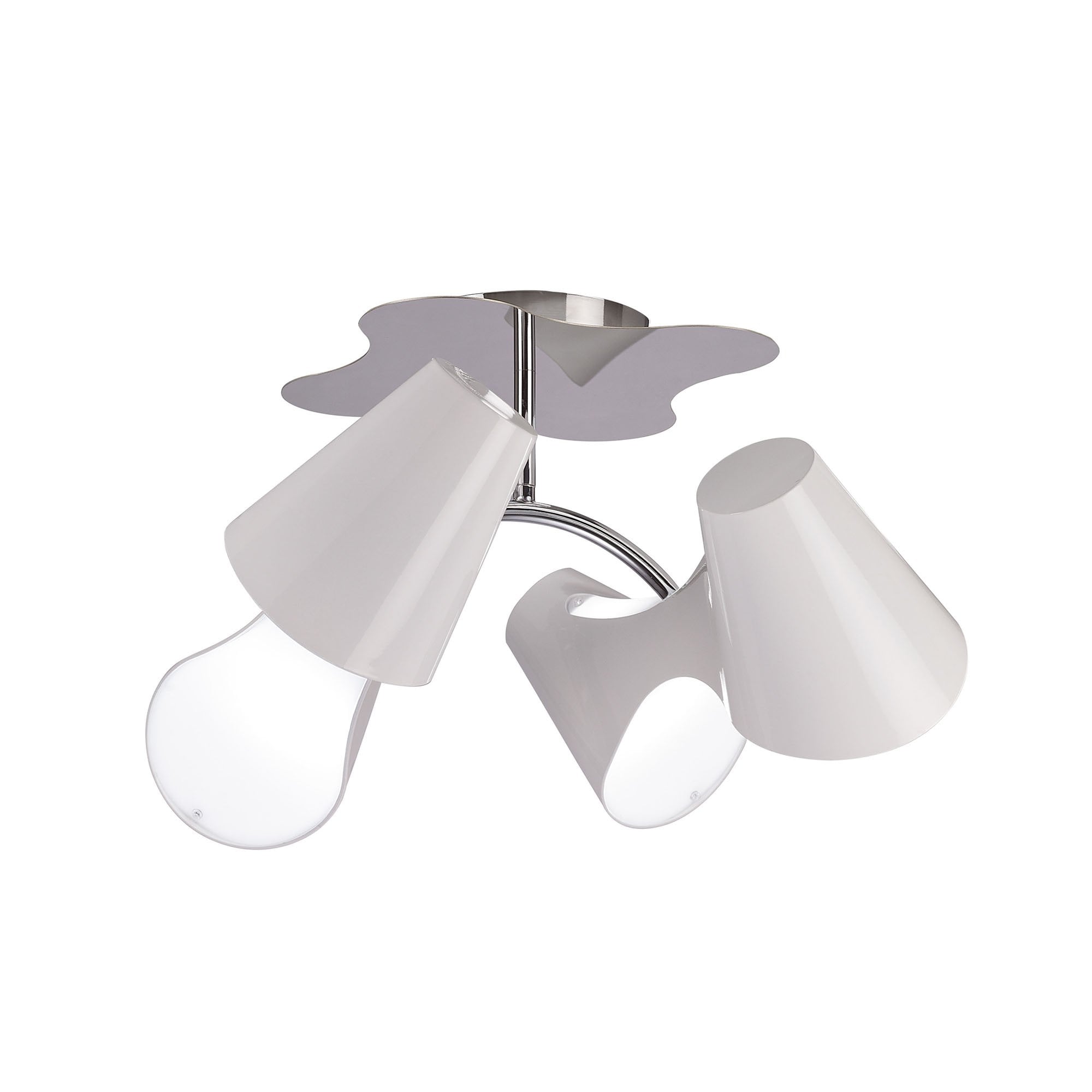 M1545 Ora Ceiling 2 Arm 4 Light E27 Gloss White/White Acrylic/Polished Chrome