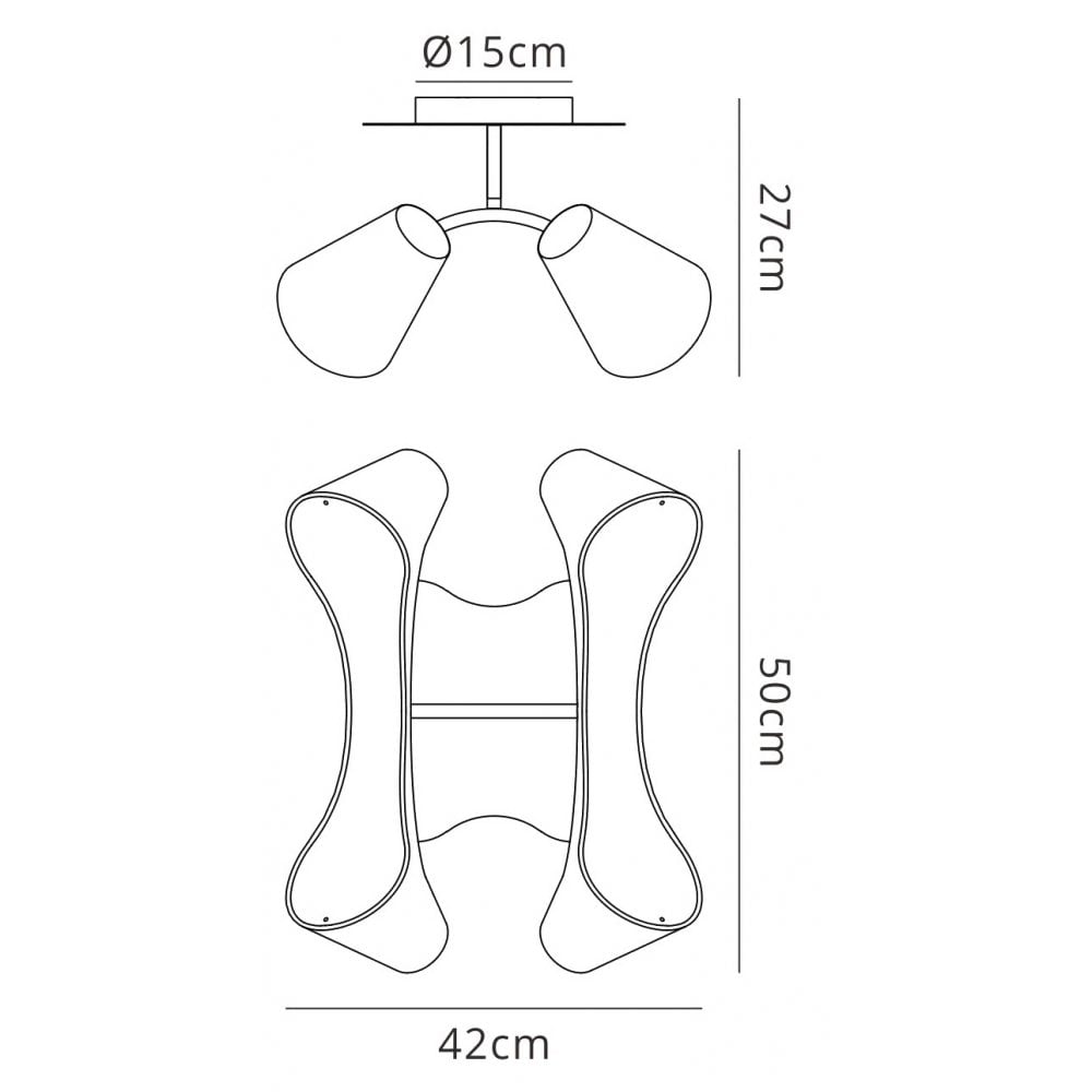 M1545 Ora Ceiling 2 Arm 4 Light E27 Gloss White/White Acrylic/Polished Chrome
