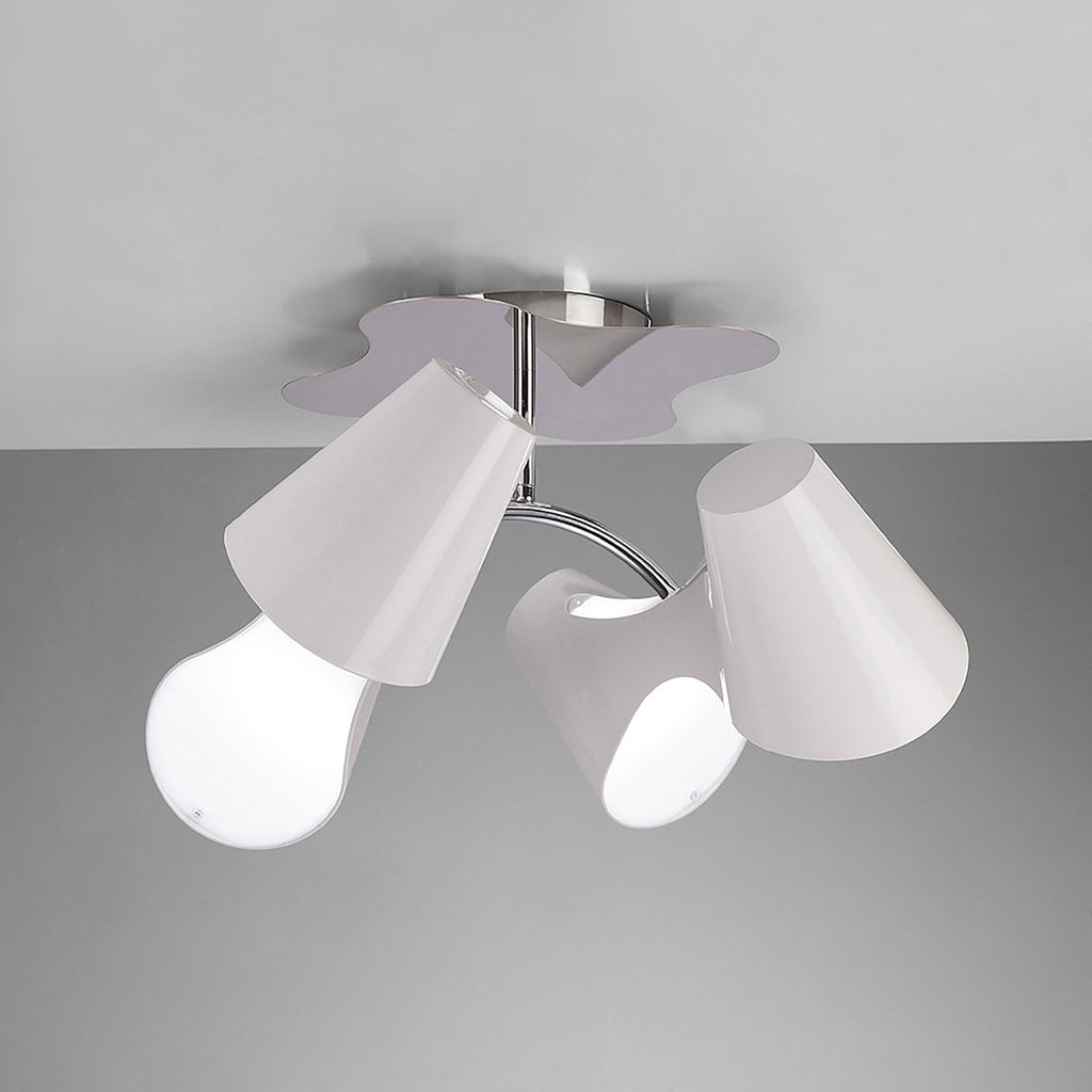 M1545 Ora Ceiling 2 Arm 4 Light E27 Gloss White/White Acrylic/Polished Chrome