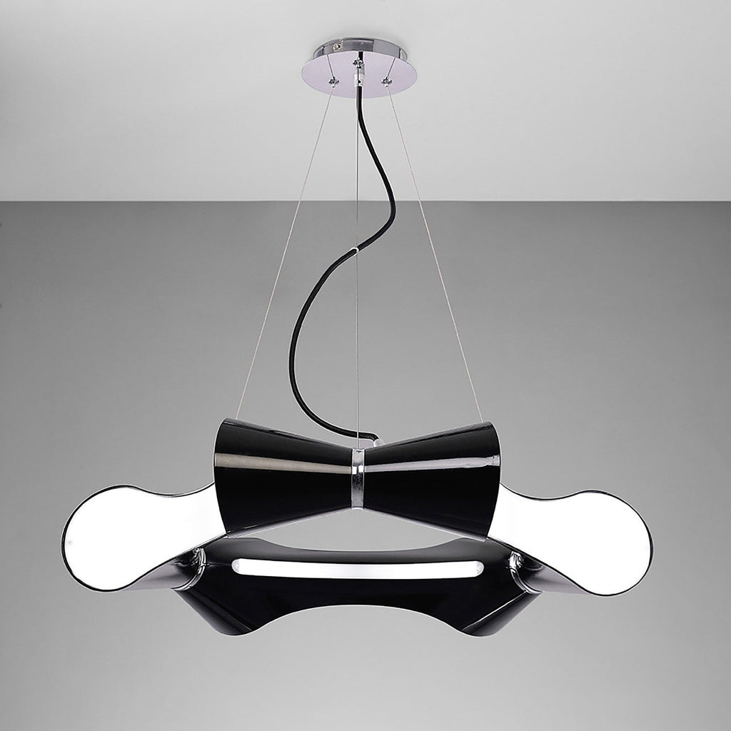 M1550 Ora Pendant 6 Flat Round Light E27 Gloss Black/White Acrylic/Polished Chrome