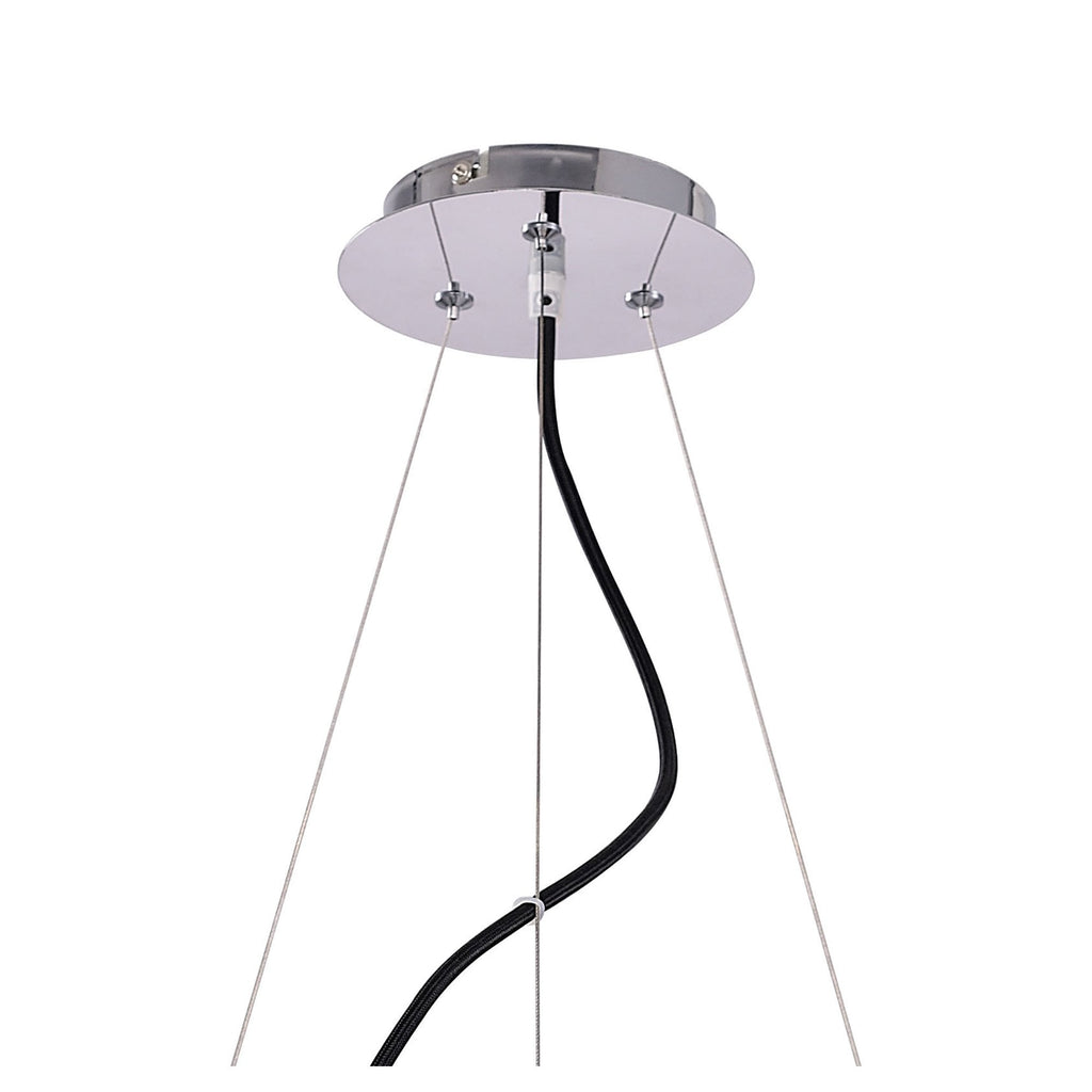 M1550 Ora Pendant 6 Flat Round Light E27 Gloss Black/White Acrylic/Polished Chrome