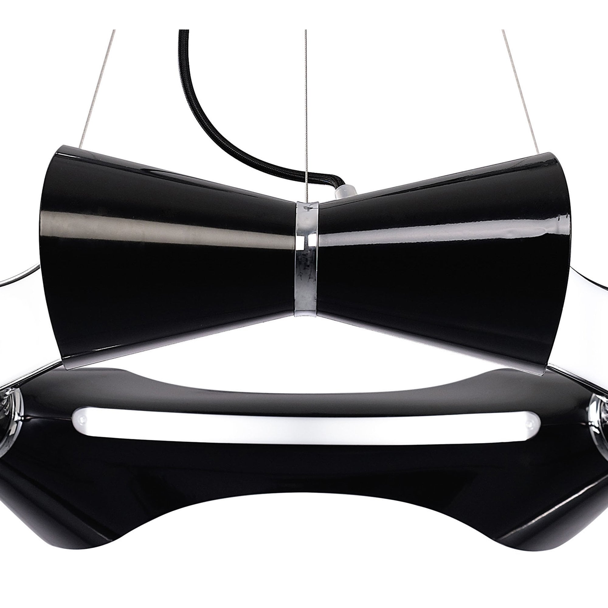 M1550 Ora Pendant 6 Flat Round Light E27 Gloss Black/White Acrylic/Polished Chrome