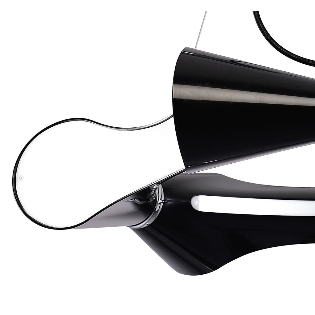 M1550 Ora Pendant 6 Flat Round Light E27 Gloss Black/White Acrylic/Polished Chrome