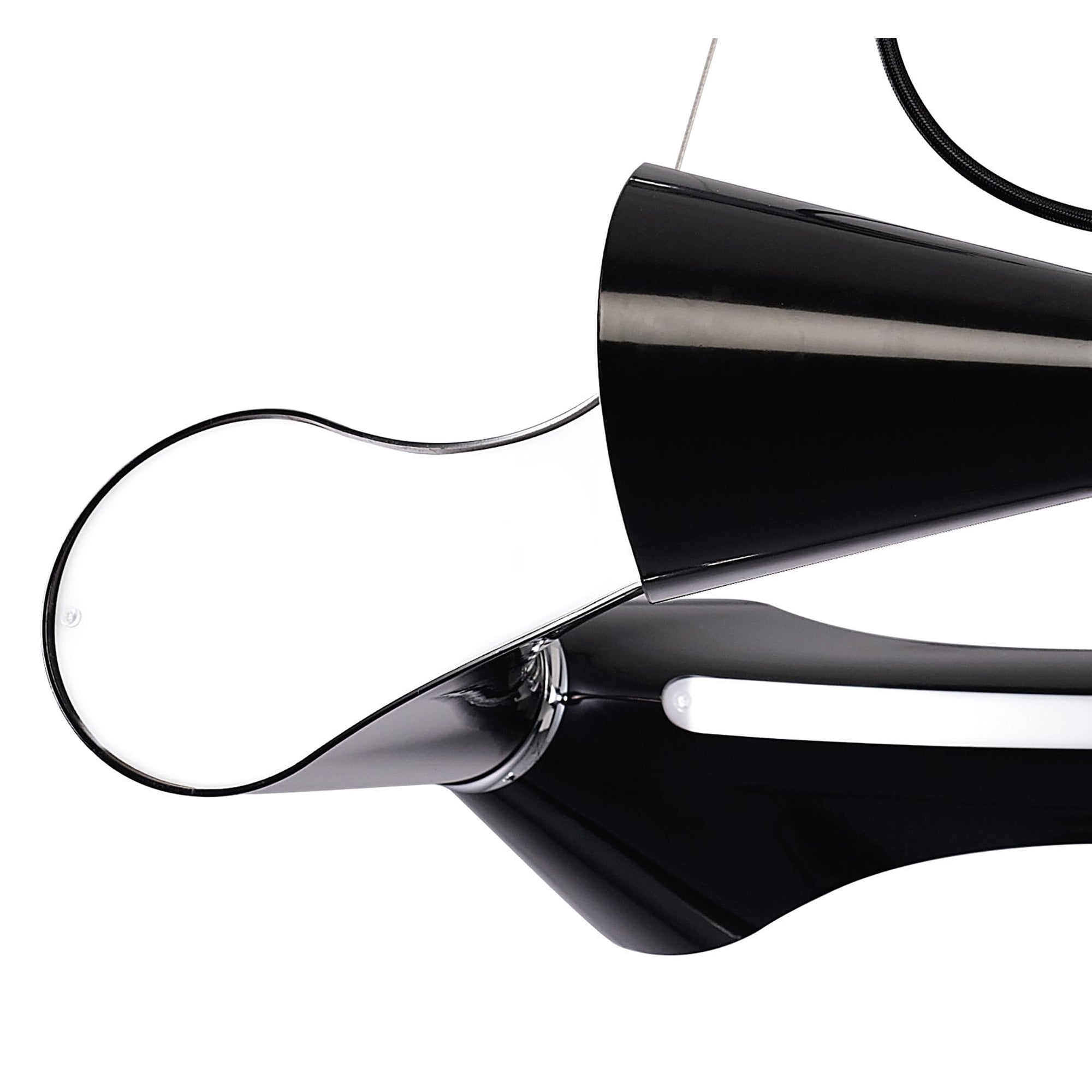 M1550 Ora Pendant 6 Flat Round Light E27 Gloss Black/White Acrylic/Polished Chrome