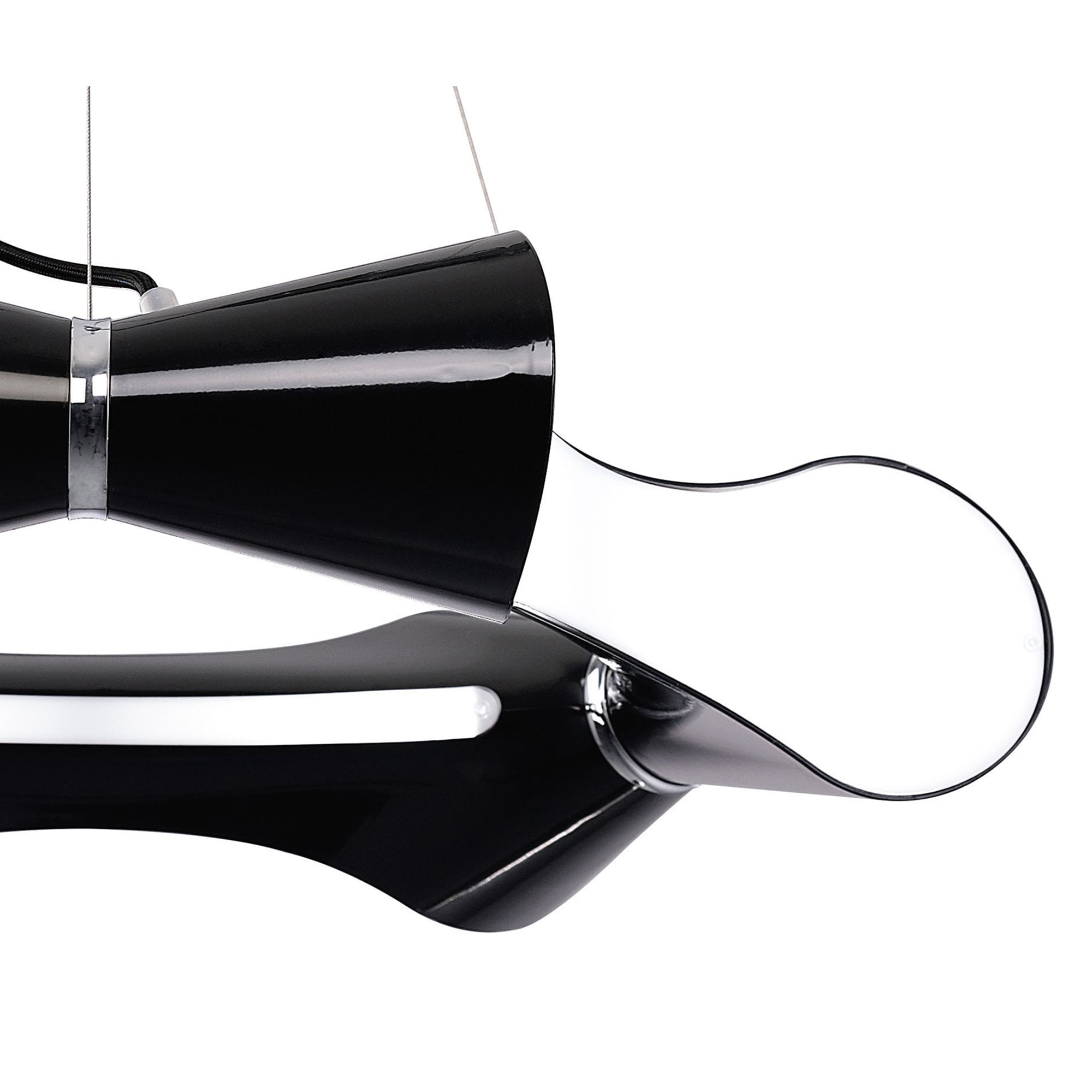 M1550 Ora Pendant 6 Flat Round Light E27 Gloss Black/White Acrylic/Polished Chrome