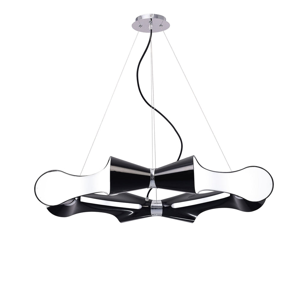 M1551 Ora Pendant 8 Flat Round Light E27 Gloss Black/White Acrylic/Polished Chrome