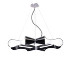 M1551 Ora Pendant 8 Flat Round Light E27 Gloss Black/White Acrylic/Polished Chrome
