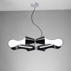 M1551 Ora Pendant 8 Flat Round Light E27 Gloss Black/White Acrylic/Polished Chrome