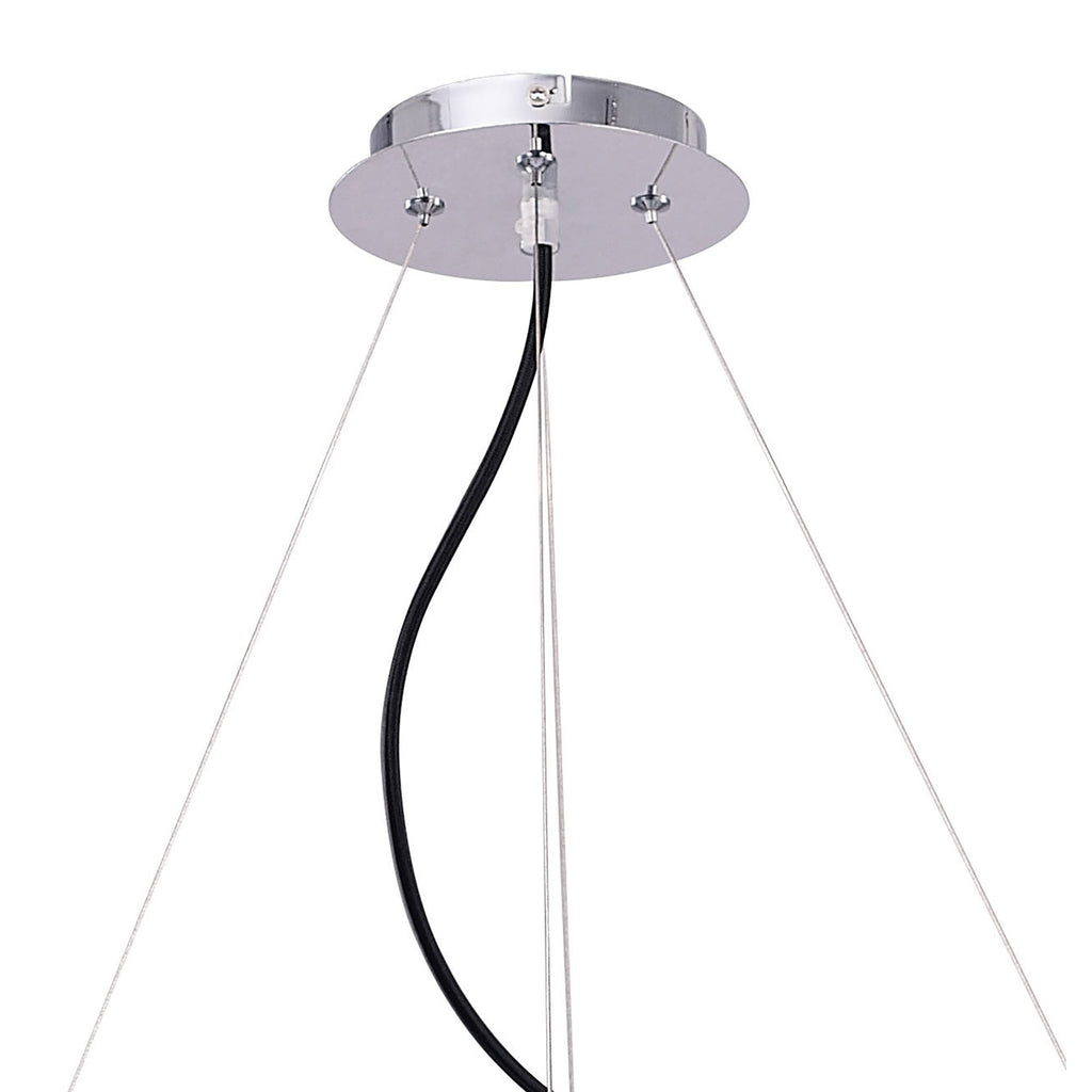 M1551 Ora Pendant 8 Flat Round Light E27 Gloss Black/White Acrylic/Polished Chrome