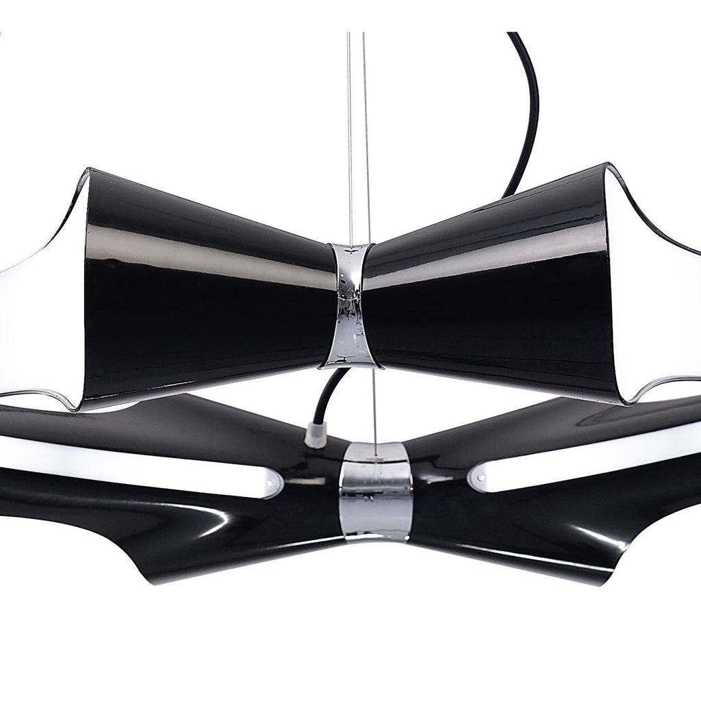 M1551 Ora Pendant 8 Flat Round Light E27 Gloss Black/White Acrylic/Polished Chrome