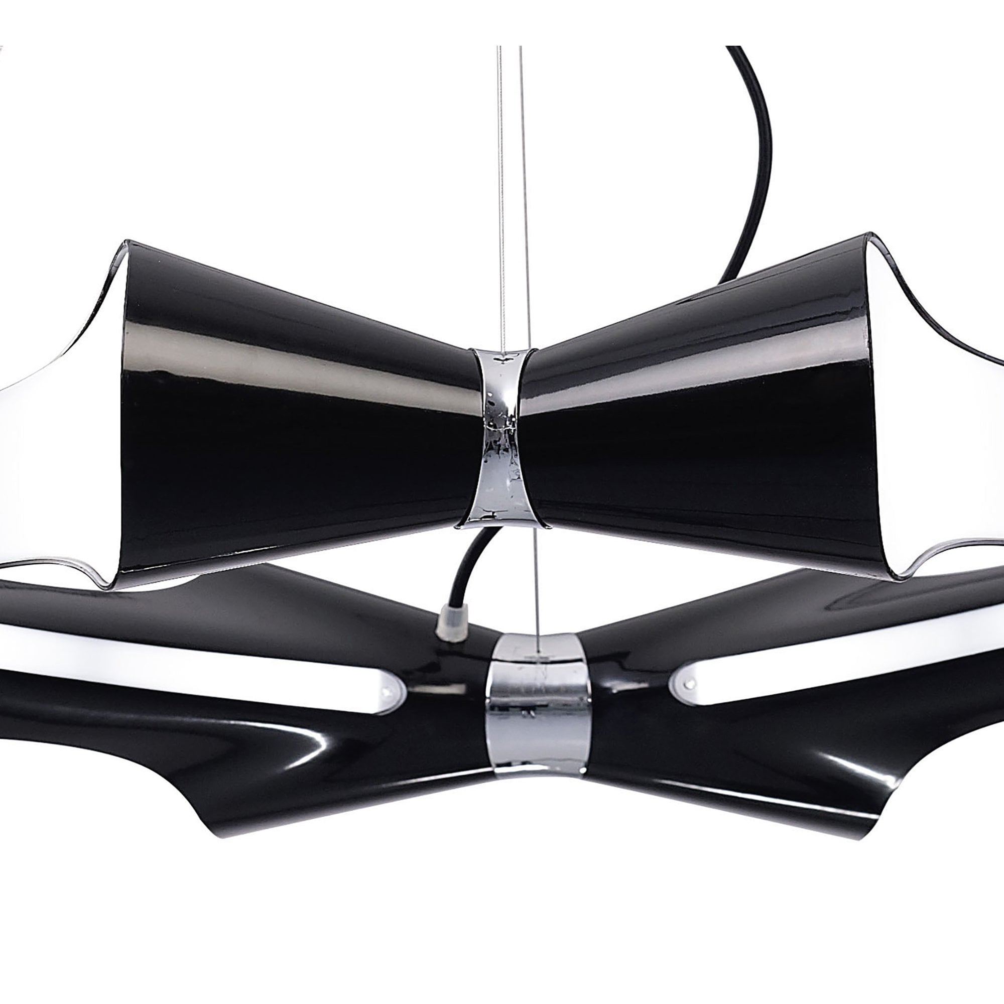M1551 Ora Pendant 8 Flat Round Light E27 Gloss Black/White Acrylic/Polished Chrome