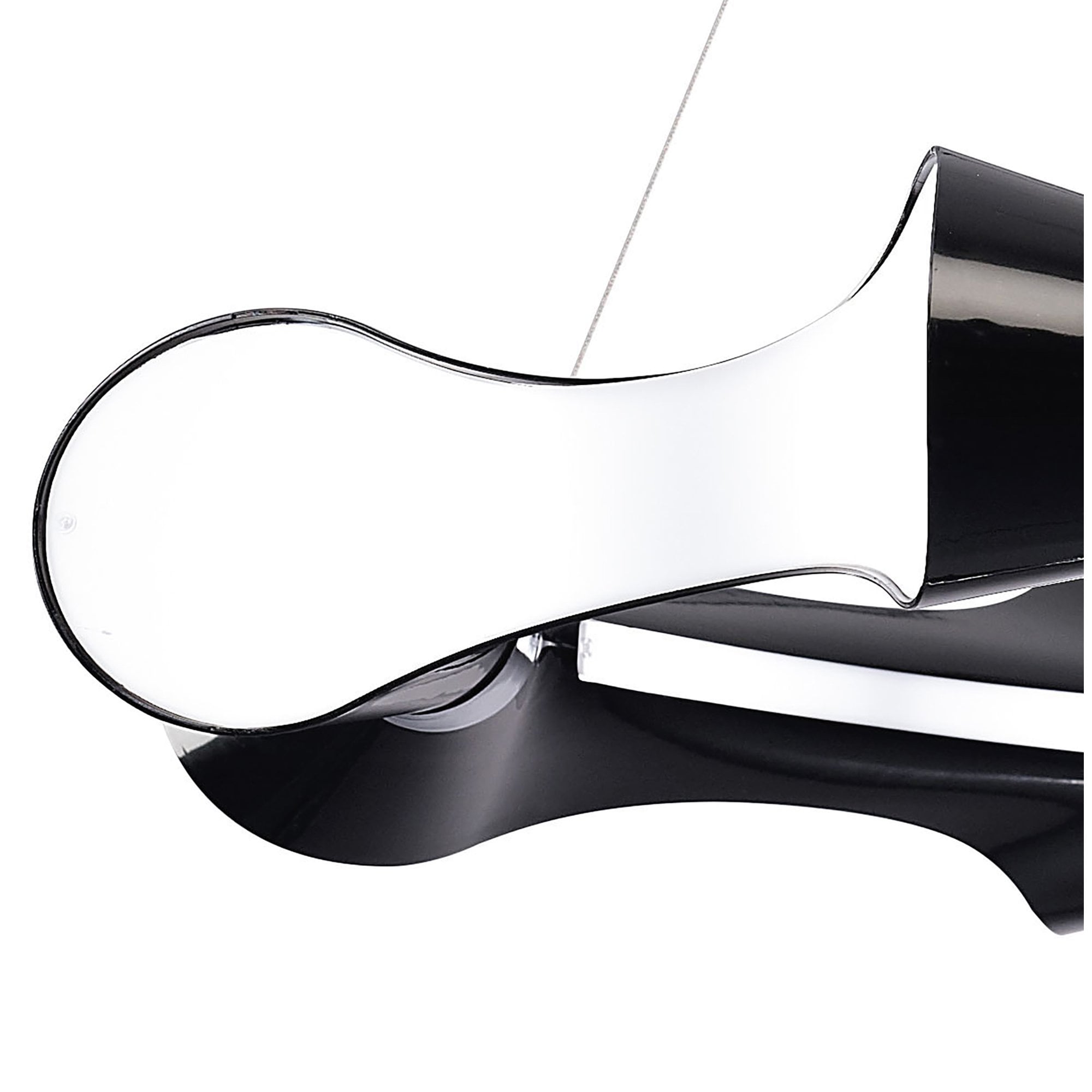 M1551 Ora Pendant 8 Flat Round Light E27 Gloss Black/White Acrylic/Polished Chrome