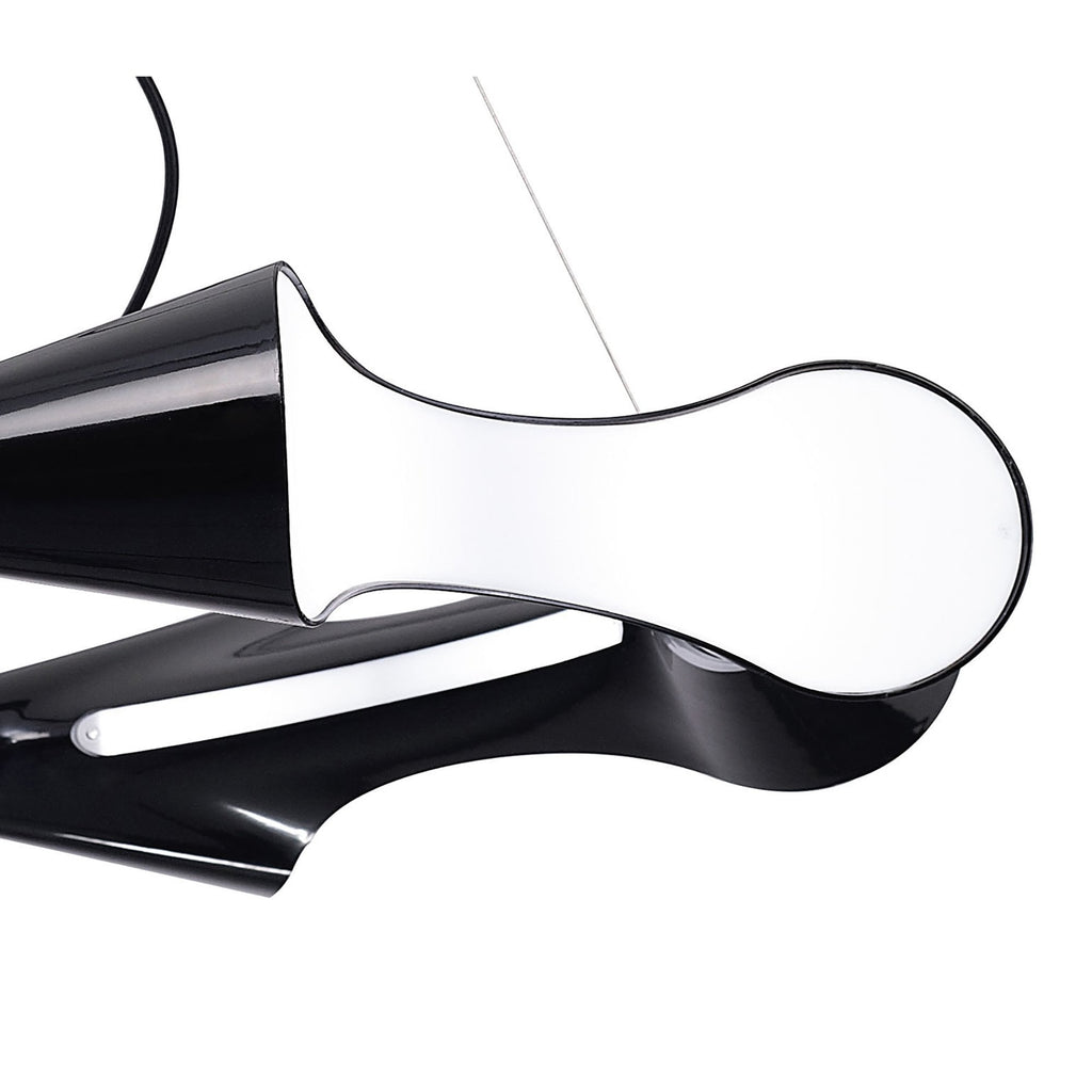 M1551 Ora Pendant 8 Flat Round Light E27 Gloss Black/White Acrylic/Polished Chrome