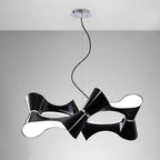 M1552 Ora Pendant 8 Twisted Round Light E27 Gloss Black/White Acrylic/Polished Chrome