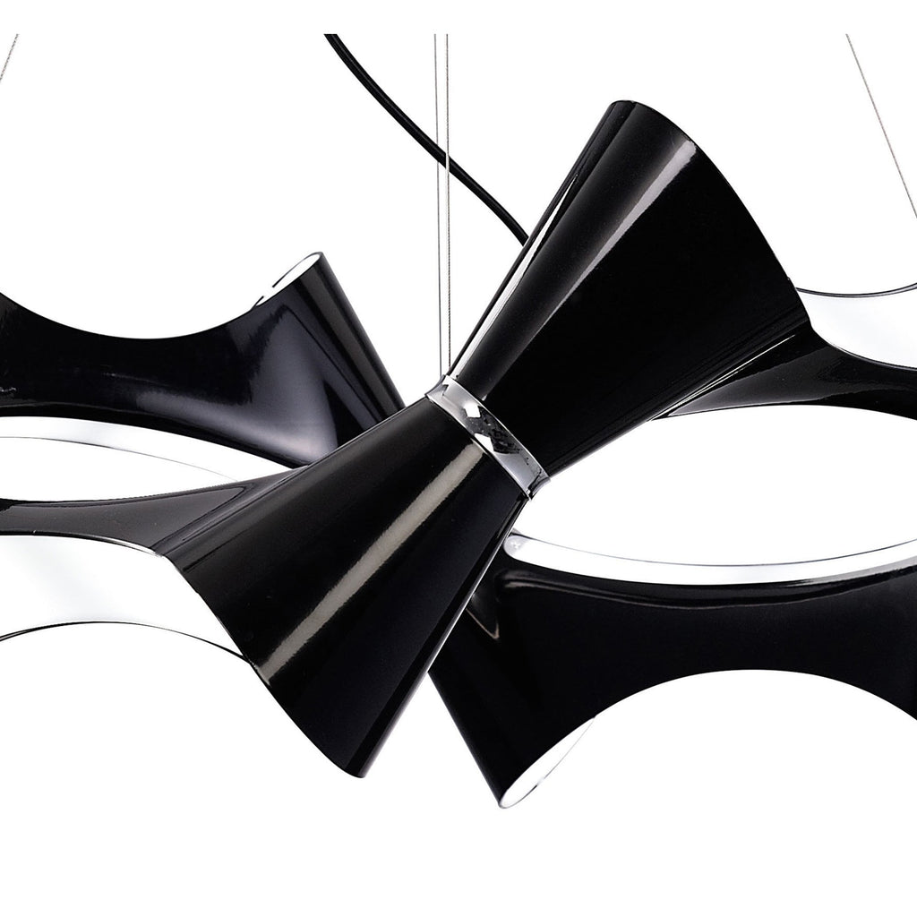M1552 Ora Pendant 8 Twisted Round Light E27 Gloss Black/White Acrylic/Polished Chrome