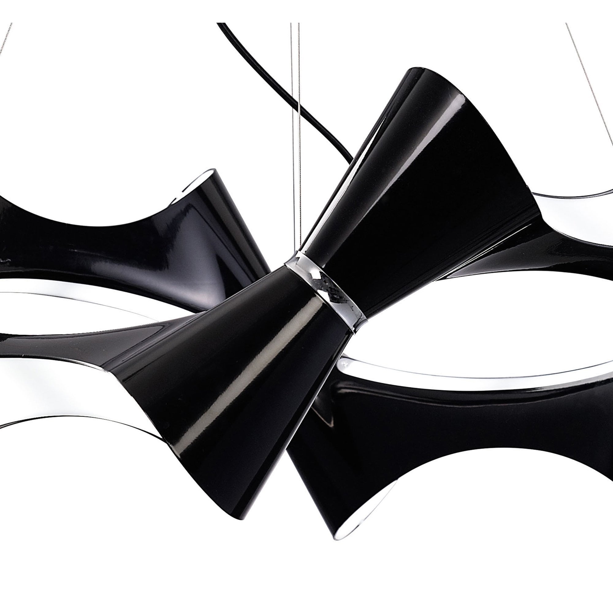 M1552 Ora Pendant 8 Twisted Round Light E27 Gloss Black/White Acrylic/Polished Chrome