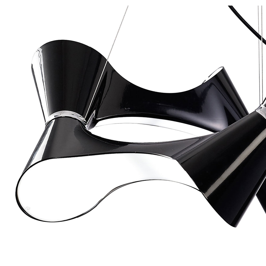 M1552 Ora Pendant 8 Twisted Round Light E27 Gloss Black/White Acrylic/Polished Chrome
