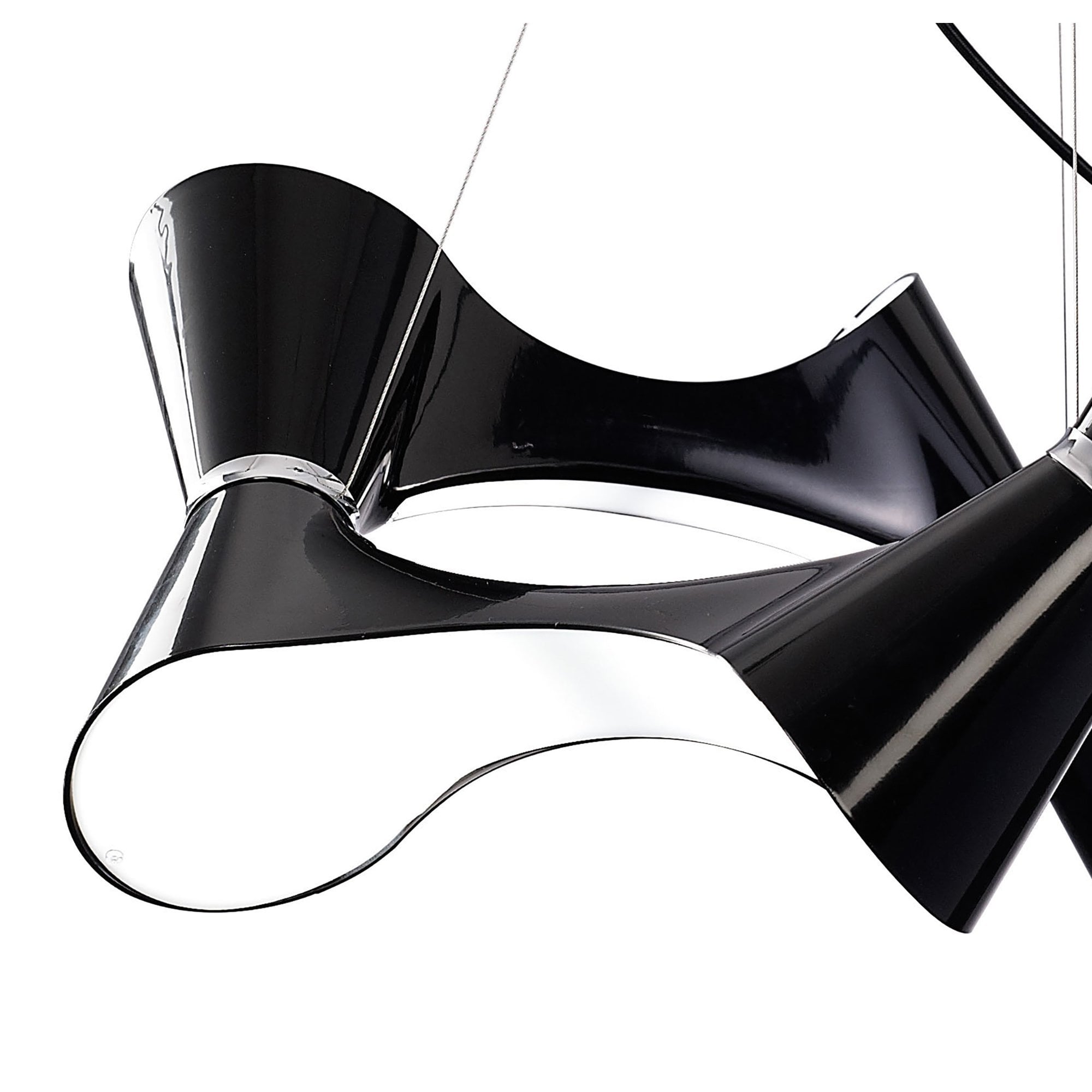 M1552 Ora Pendant 8 Twisted Round Light E27 Gloss Black/White Acrylic/Polished Chrome