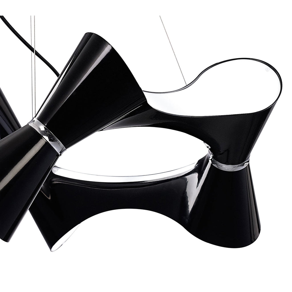 M1552 Ora Pendant 8 Twisted Round Light E27 Gloss Black/White Acrylic/Polished Chrome