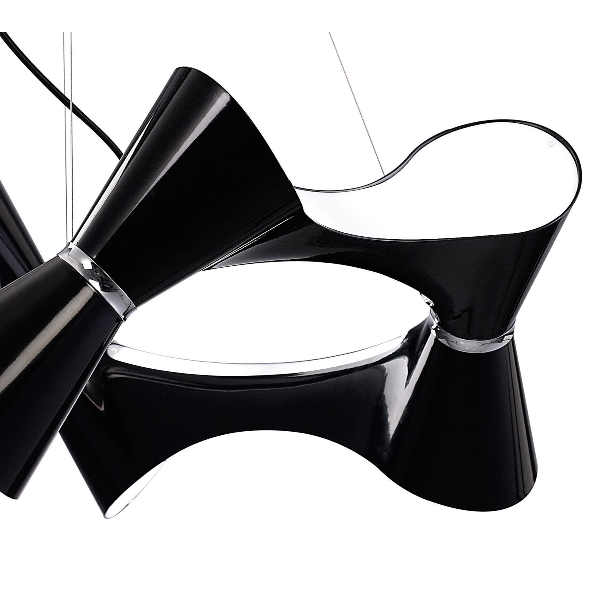 M1552 Ora Pendant 8 Twisted Round Light E27 Gloss Black/White Acrylic/Polished Chrome