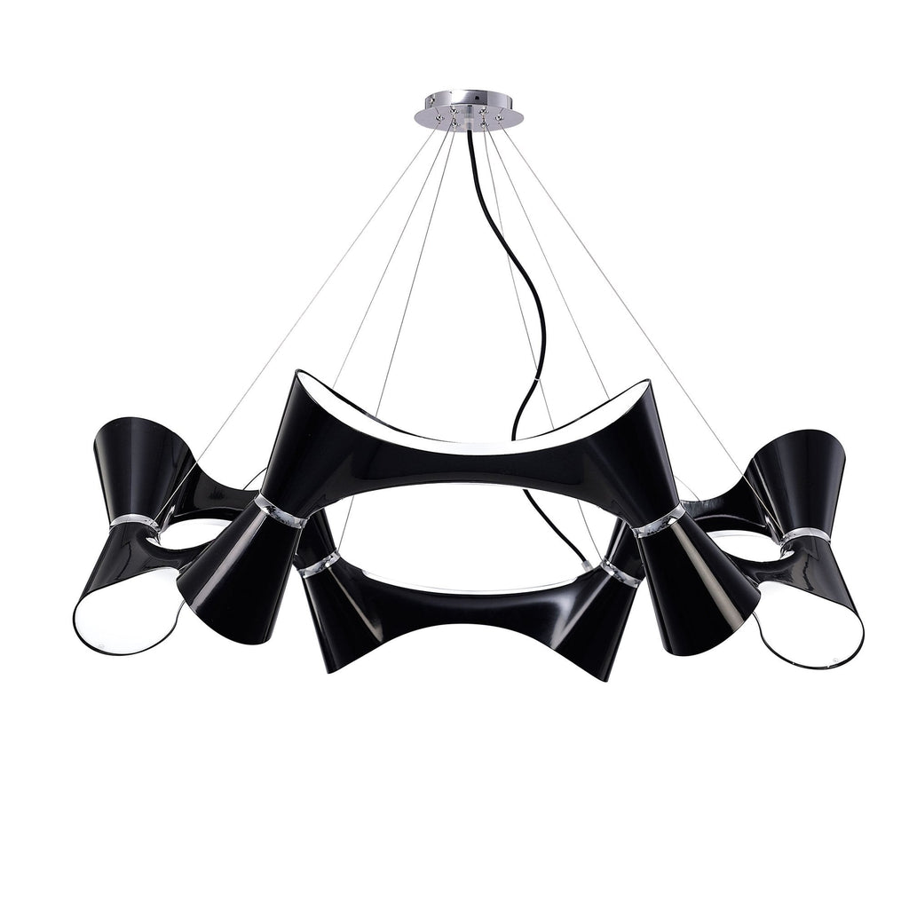 M1553 Ora Pendant 12 Twisted Round Light E27 Gloss Black/White Acrylic/Polished Chrome