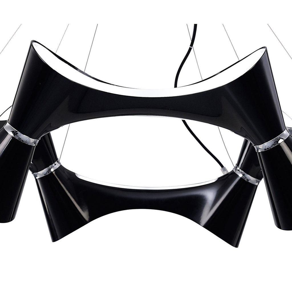 M1553 Ora Pendant 12 Twisted Round Light E27 Gloss Black/White Acrylic/Polished Chrome