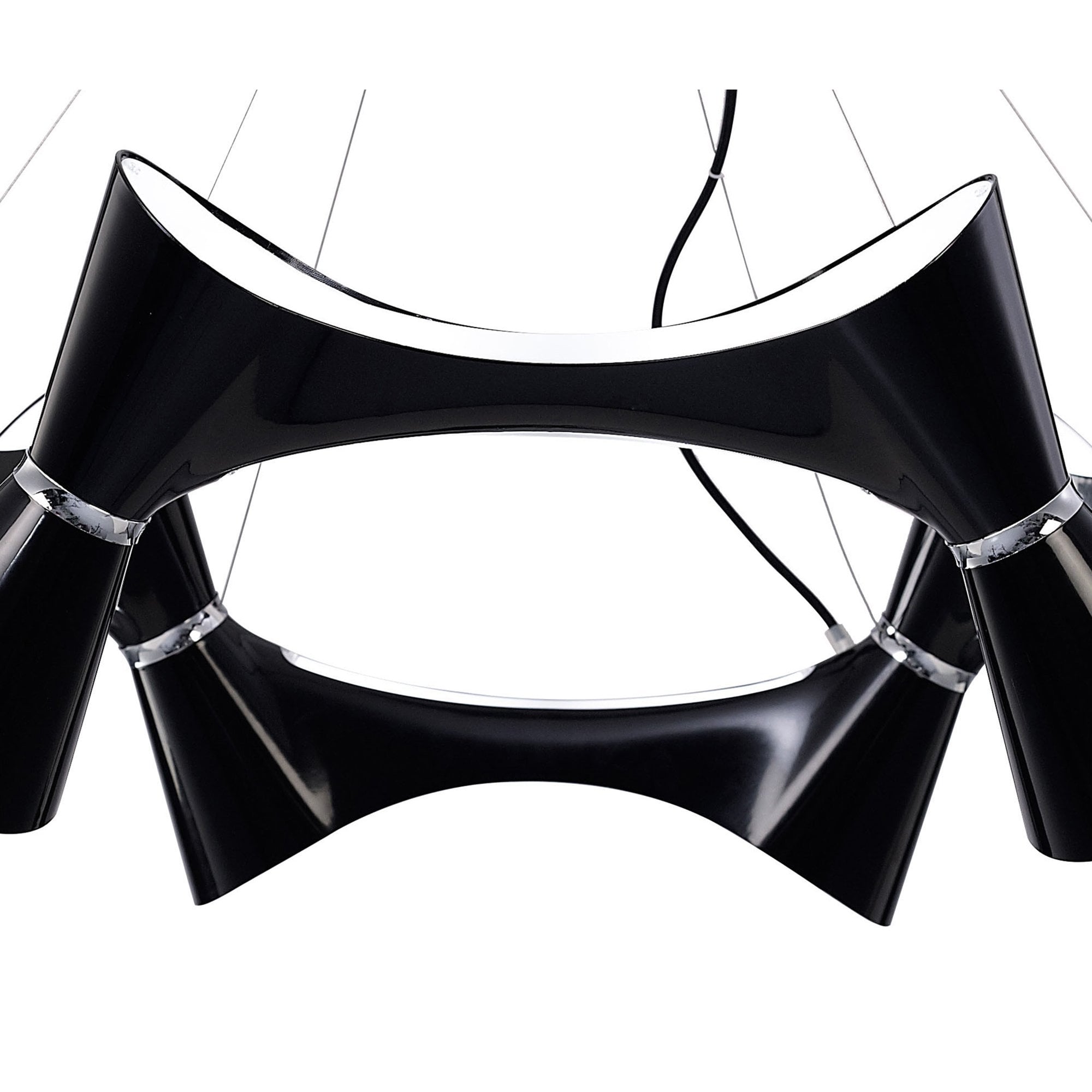 M1553 Ora Pendant 12 Twisted Round Light E27 Gloss Black/White Acrylic/Polished Chrome