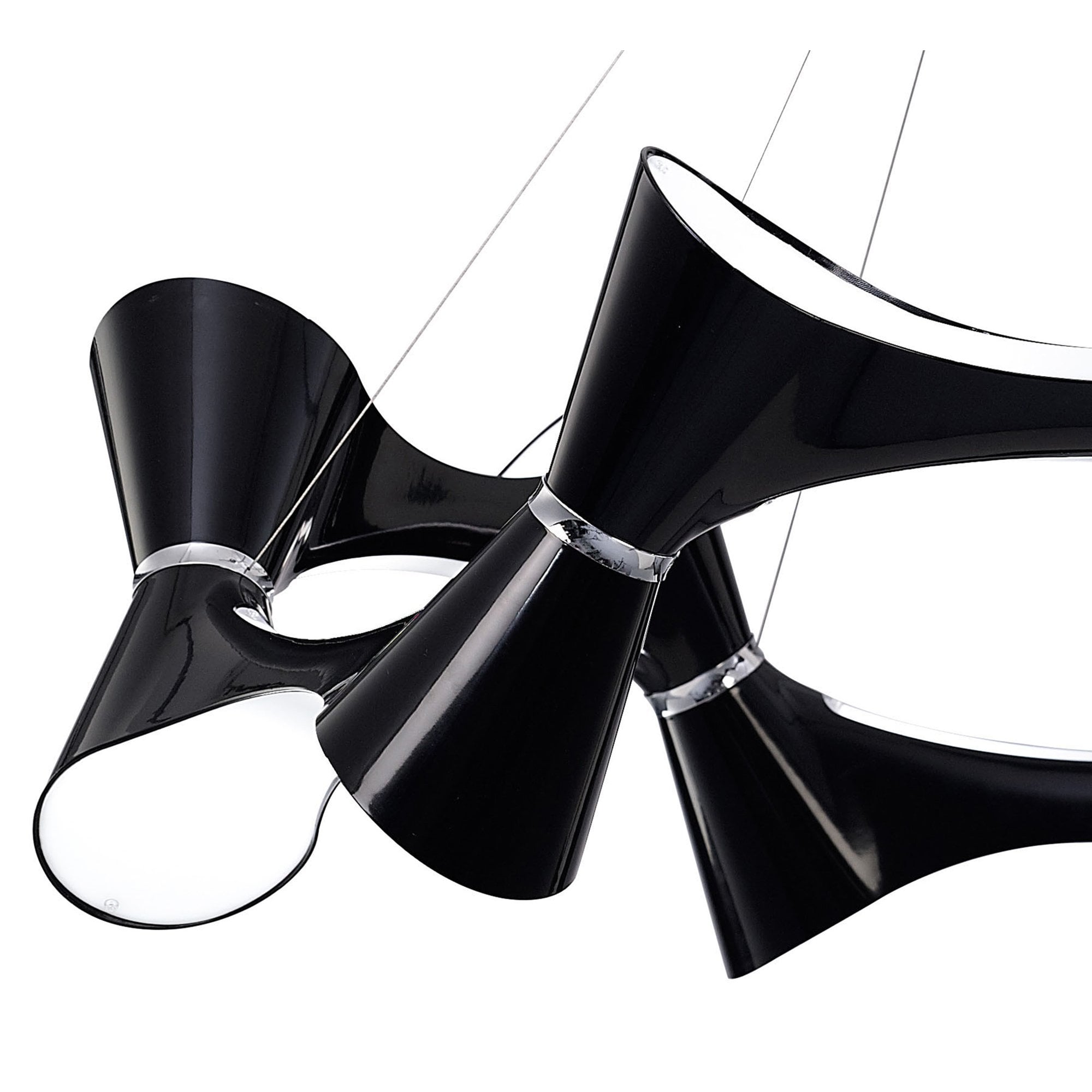 M1553 Ora Pendant 12 Twisted Round Light E27 Gloss Black/White Acrylic/Polished Chrome