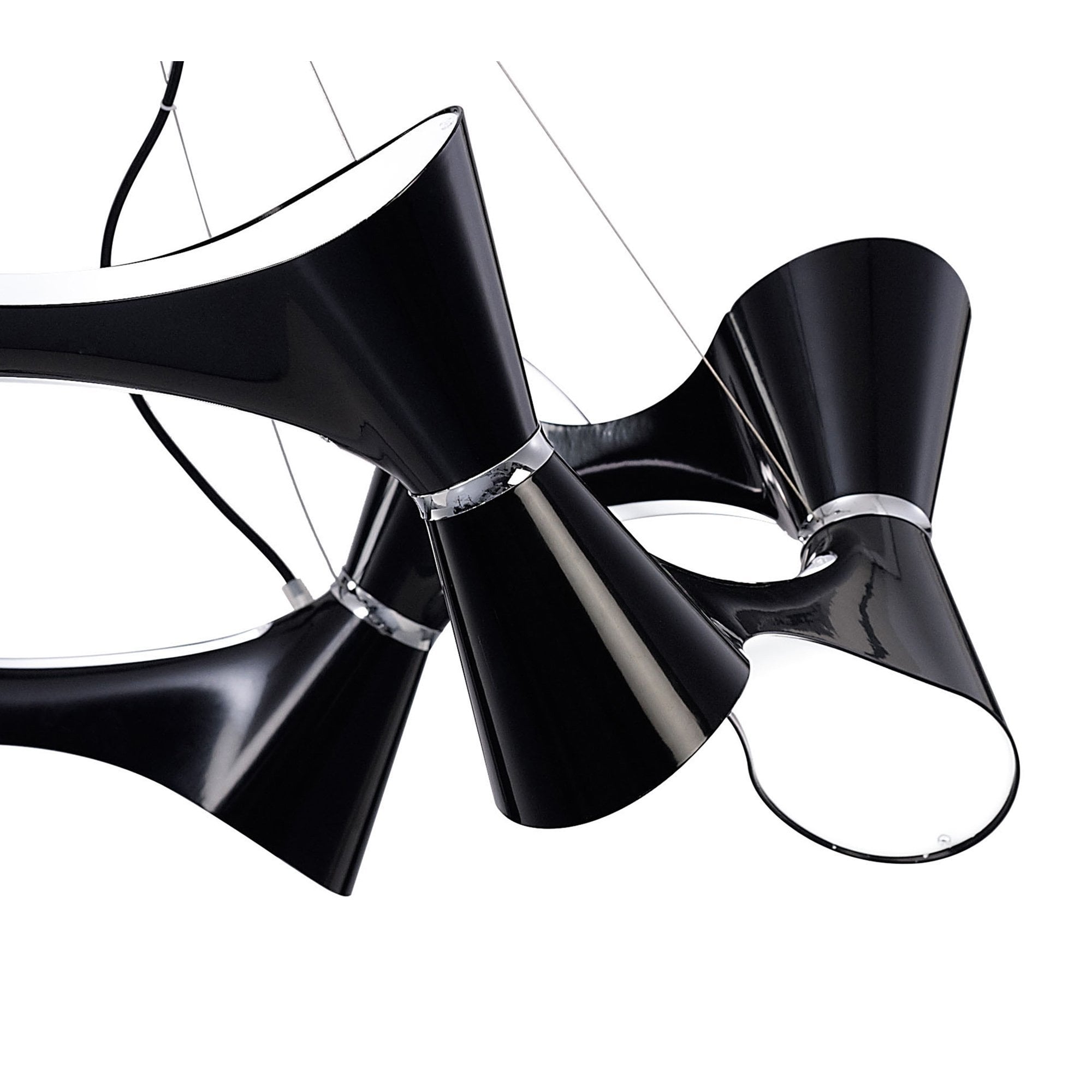 M1553 Ora Pendant 12 Twisted Round Light E27 Gloss Black/White Acrylic/Polished Chrome