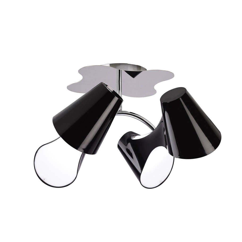 M1555 Ora Ceiling 2 Arm 4 Light E27 Gloss Black/White Acrylic/Polished Chrome