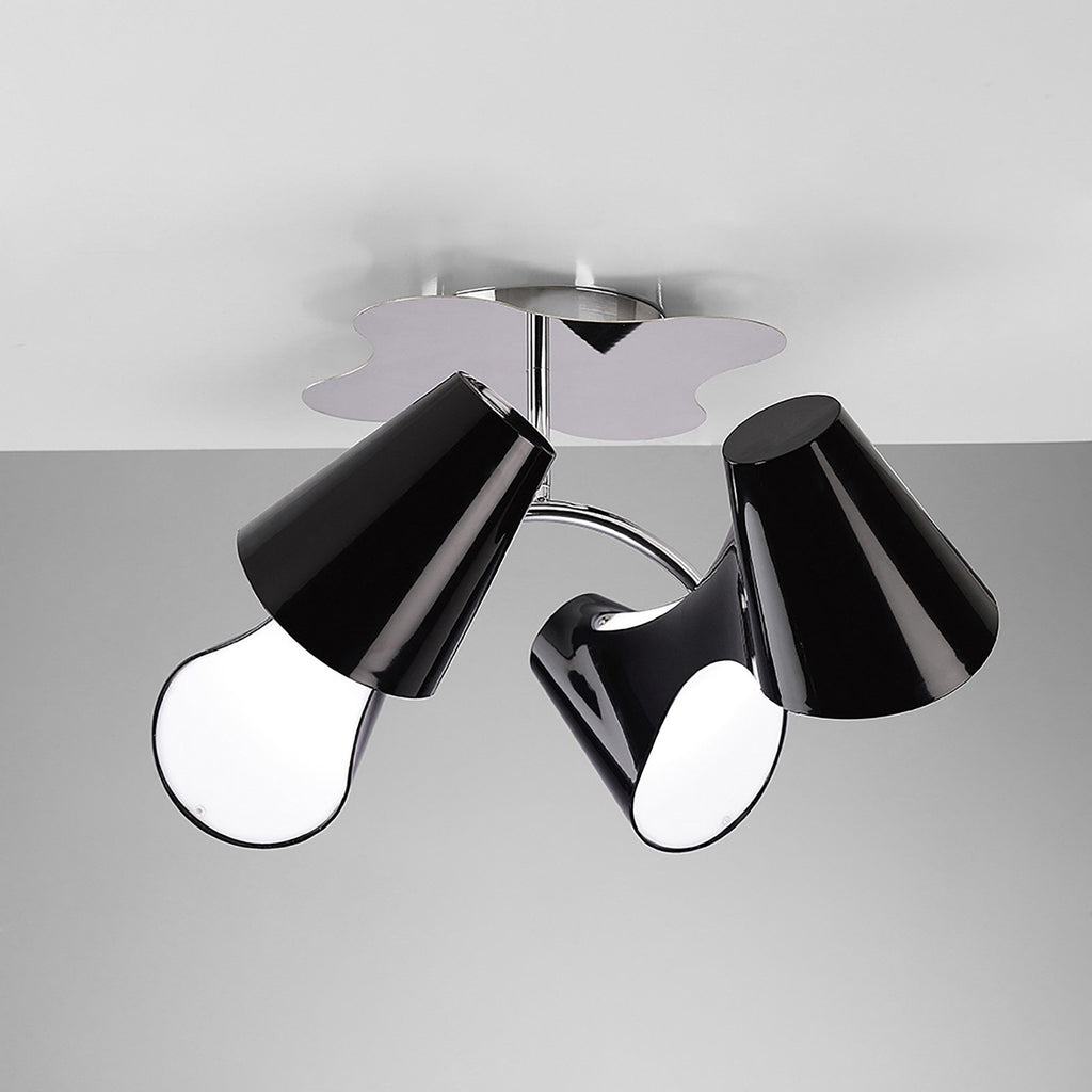 M1555 Ora Ceiling 2 Arm 4 Light E27 Gloss Black/White Acrylic/Polished Chrome