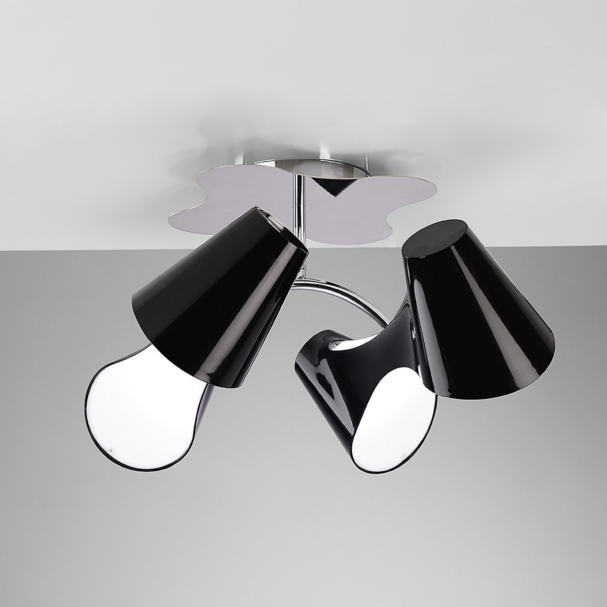 M1555 Ora Ceiling 2 Arm 4 Light E27 Gloss Black/White Acrylic/Polished Chrome