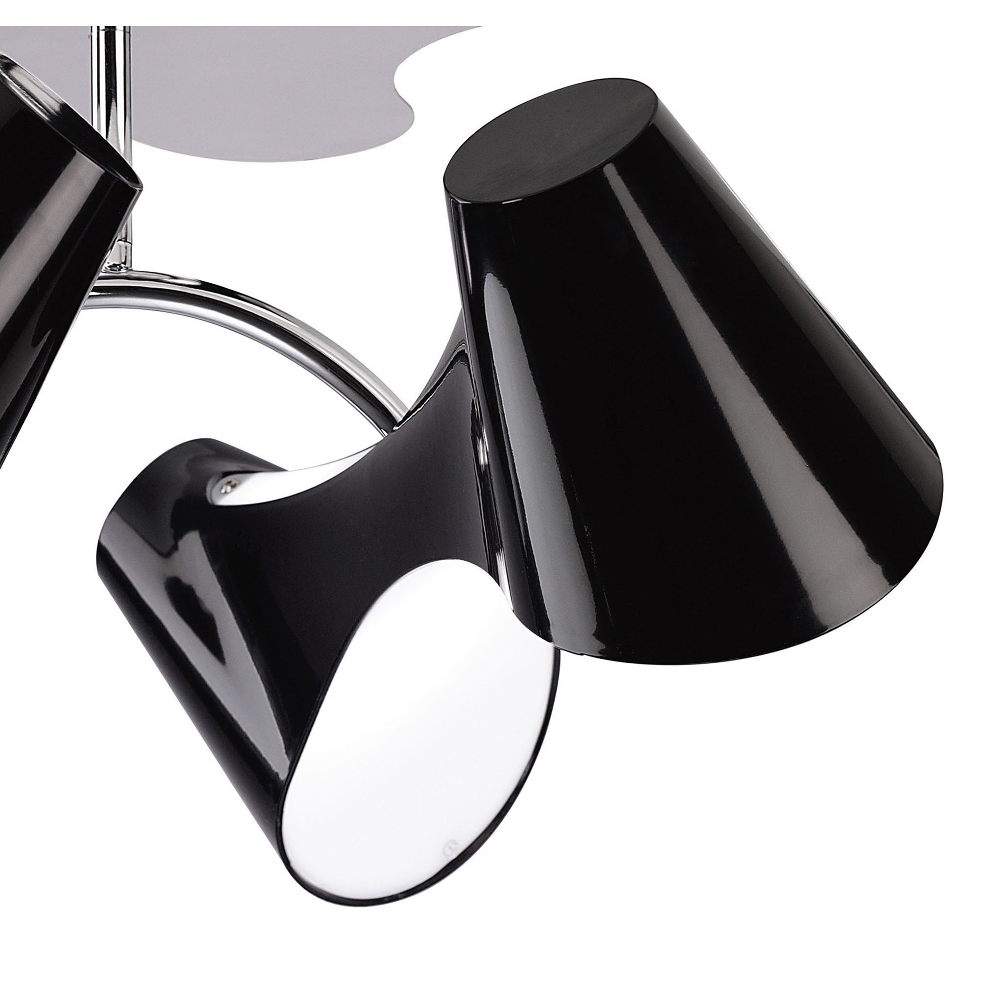 M1555 Ora Ceiling 2 Arm 4 Light E27 Gloss Black/White Acrylic/Polished Chrome
