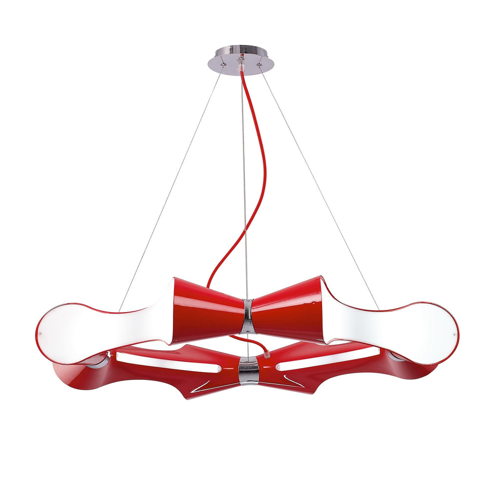 M1561 Ora Pendant 8 Flat Round Light E27 Gloss Red/White Acrylic/Polished Chrome